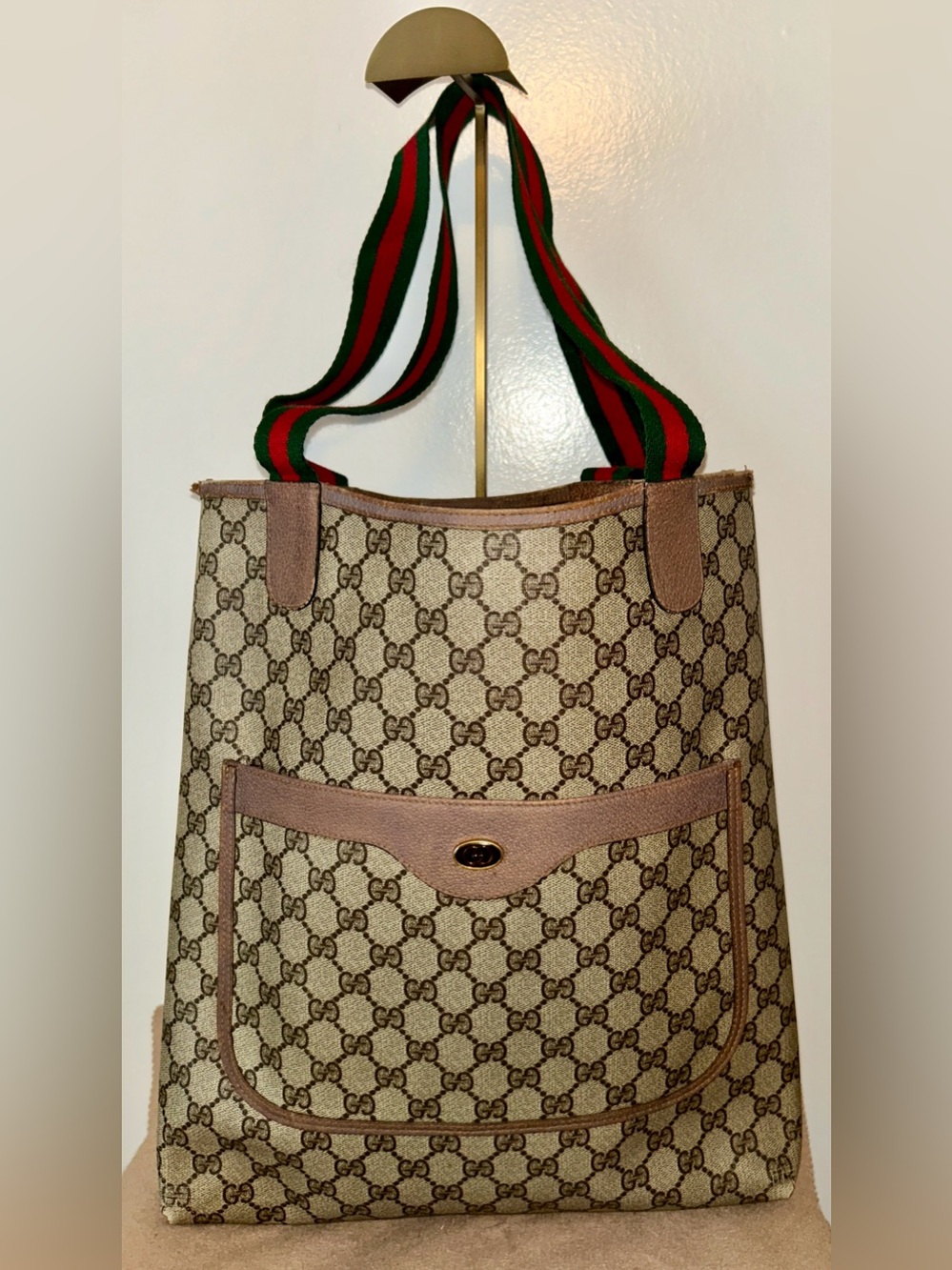 Gucci GG Supreme Web Sherry Line Tote Bag. Vintage 1970’s! 50 Years Old!